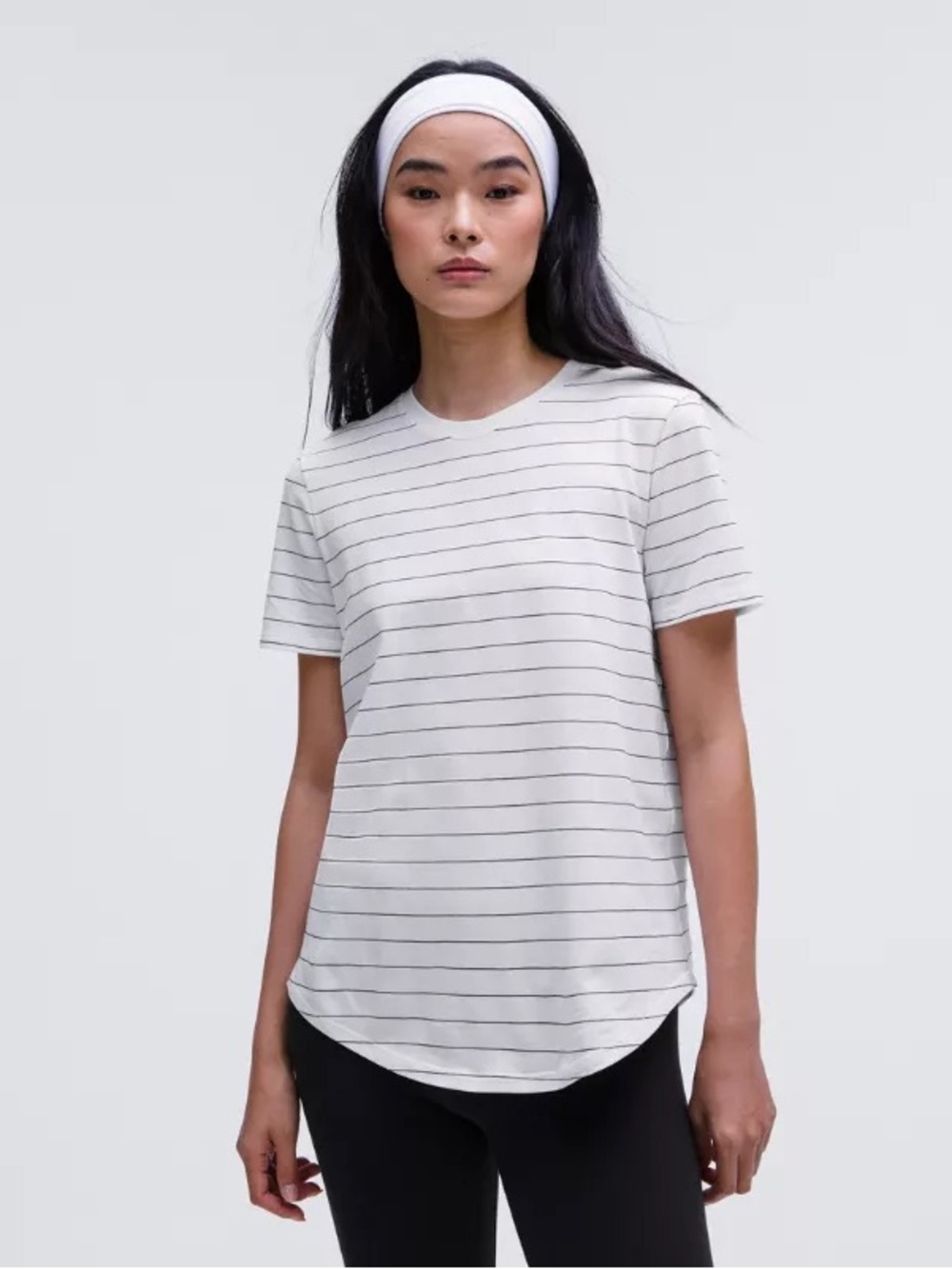 Lululemon Tshirt Crewneck Stripes White Soft Cotton